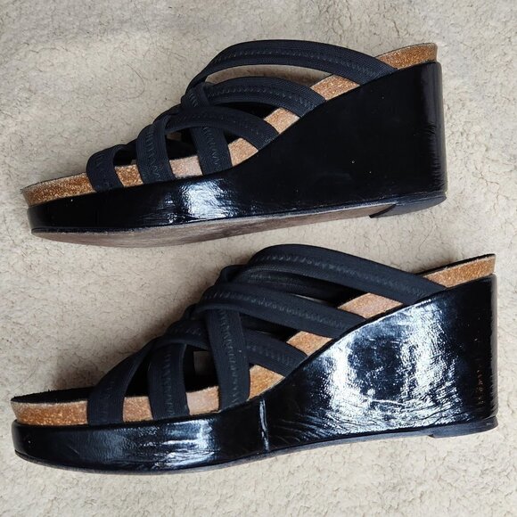 Donald J Pliner Black Strappy Wedge Heels Sandals - Picture 5 of 8